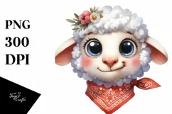 Funny Sheep Lamb Bandana | White Background Clipart Product Image 1
