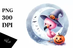 Cute Baby Flamingo on Moon PNG Product Image 1