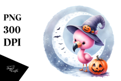 Cute Baby Flamingo on Moon PNG Product Image 1