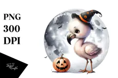 Cute Baby Flamingo on Moon PNG Product Image 1