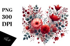 Red Floral Made Heart, High-Res PNG Product Image 1