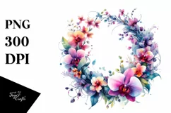 Vibrant Watercolor Abstract Wreath | Summer Clipart Product Image 1
