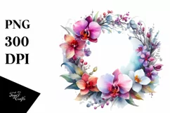 Abstract Watercolor Wreath in Orchid | Clipart Product Image 1