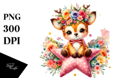 Deer Sitting with Flower Crown PNG Product Image 1