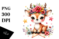 Cartoon-style Watercolor Deer, Transparent PNG Product Image 1