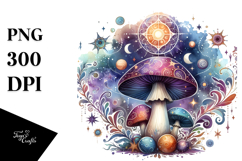 Vibrant Magical Celestial Mushroom with Tarot, PNG Product Image 1