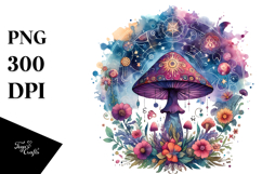 Vibrant Magical Celestial Mushroom with Tarot, PNG Product Image 1