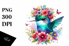 Cartoon Hummingbird Flower Crown | Clipart Product Image 3