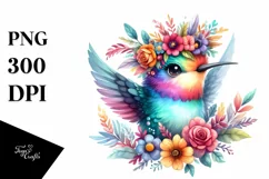 Cartoon Hummingbird Flower Crown | Clipart Product Image 1