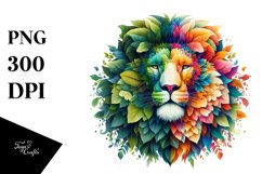 Lion with Flowers, PNG Product Image 1