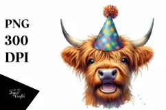 Cow Party Hat Cow Portrait | Clipart Product Image 1