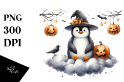 Penguin on Cloud Halloween PNG Product Image 1