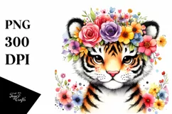 Cartoon Tiger Flower Crown | Clipart Product Image 1