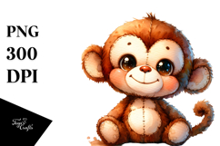 Colorful Brownish Plush Monkey PNG Product Image 1
