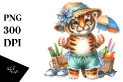 baby tiger in Beachwear, PNG Product Image 1
