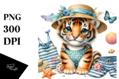 baby tiger in Beachwear, PNG Product Image 1