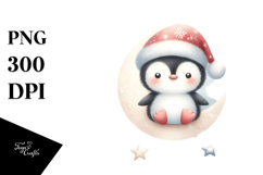 Santa Penguin with Gift PNG Product Image 1
