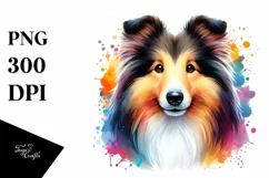 Watercolor Cute Collie Sticker | Clipart Product Image 3