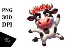 Highland Cow in Flower Crown, Soft PNG Product Image 1