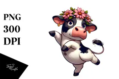 Holstein Cow in Flower Crown, Soft PNG Product Image 1