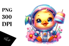 Smiling Baby Duck in Astronaut Suit, PNG Product Image 1