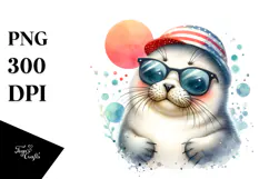 Cute Baby Seal with Hat, PNG Product Image 1
