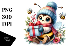 Baby Bee with Winter Clothes PNG Product Image 1