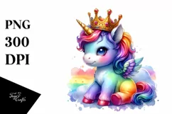 Colorful Baby Unicorn Crown PNG Product Image 3
