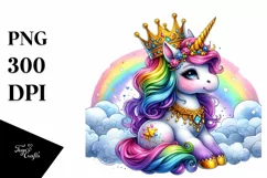 Colorful Baby Unicorn Crown PNG Product Image 1