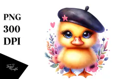 Vibrant Baby Duck with Beret PNG Product Image 1