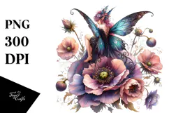 Gothic Fairy on Flower PNG Product Image 1