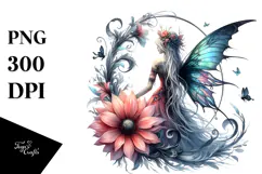 Gothic Fairy on Flower PNG Product Image 1