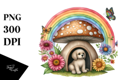 Colorful Mushroom Dog House Illustration Product Image 1
