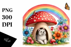 Colorful Mushroom Dog House Illustration Product Image 1