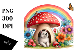 Colorful Mushroom Dog House Illustration Product Image 1