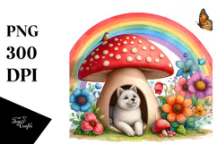 Colorful Mushroom Dog House Illustration Product Image 1