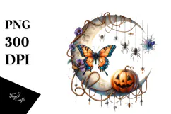 Butterfly Dressed for Halloween on Half Moon PNG Product Image 1