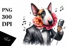 Watercolor Bull Terrier Singer | Clipart Product Image 3