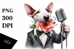 Watercolor Bull Terrier Singer | Clipart Product Image 3