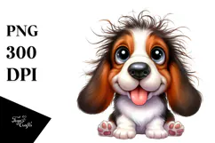 Cute Cartoon Basset Hound PNG Product Image 1
