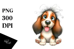 Cute Cartoon Basset Hound PNG Product Image 1