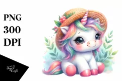 Cute Baby Unicorn with Hat | Clipart Product Image 1