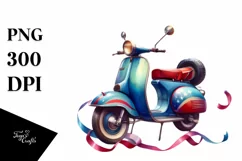 Vintage Vibrant Scooter Ribbons | Clipart Product Image 1