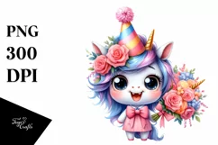 Cute Baby Unicorn Party Hat | Sublimation | Clipart Product Image 1