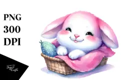 Colorful Baby Rabbit in Cradle, PNG Product Image 1