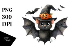 Funny Halloween Bat Chibi Cartoon Clipart Product Image 3