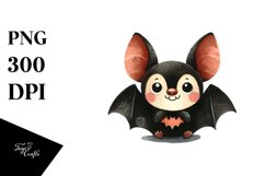 Funny Halloween Bat Chibi Cartoon Clipart Product Image 1