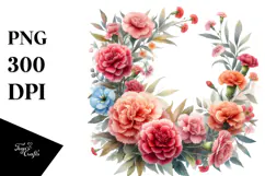 Vibrant Floral Frame Carnation Clipart Product Image 1