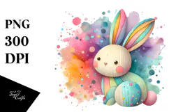 Pastel Wooden Bunny PNG Product Image 1