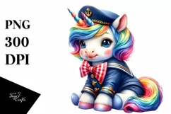 Colorful Unicorn in Sailor's Uniform PNG Product Image 3